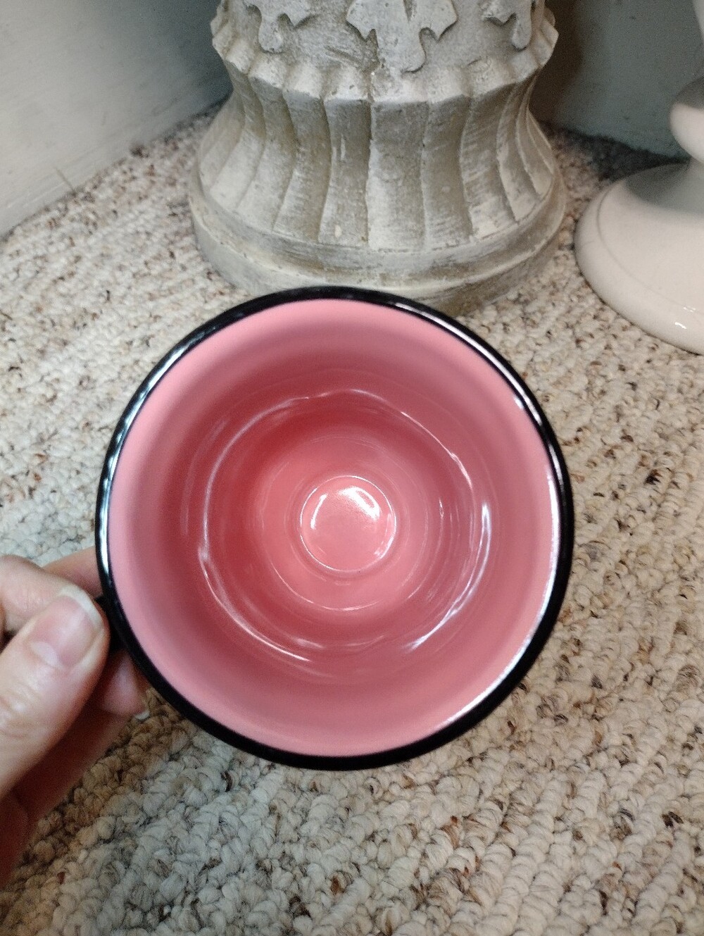 Grasslands Road "Queen Mother" Pink, White & Black Ceramic Pedestal Coffee Mug - Picture 4 of 6